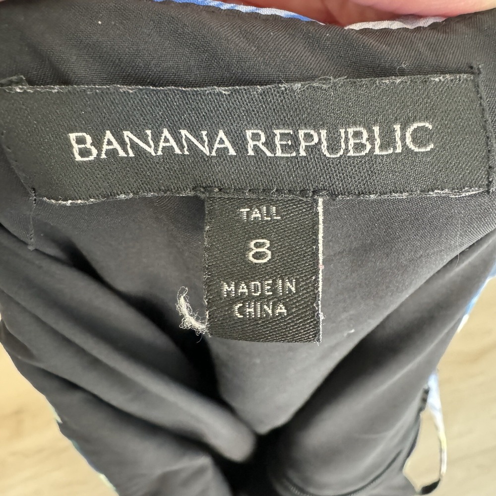 Banana Republic Dress 8 Tall Black Blue Floral Asymetrical Hawaiian Travel - Picture 3 of 12